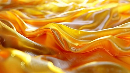 Poster - Golden Silk Drape: Luxurious texture and rich color of golden silk fabric.  Close-up shot showcasing the elegant folds and shimmering highlights