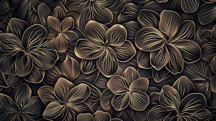 Sticker - Black and gold floral pattern with intricate details.