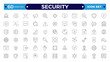 © artshuvo - Security  Outline icons set. Protection symbols. Security symbols vector. Safety, security, protection thin line icons. For website marketing design, , app, template, UI. Editable stroke outline icon