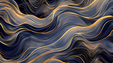 Abstract background with flowing golden and blue lines, creating a dynamic and elegant design.