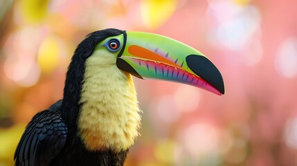 Colorful Toucan with Bright Feathers and Large Beak