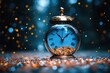 © I.Z.A - A vintage clock with colorful particles, symbolizing time's beauty.