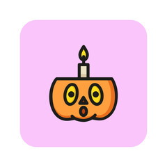 Poster - Halloween candle line icon. Pumpkin, face, decoration. Holiday concept. Can be used for topics like all saints day, fall, carving