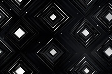 Wall Mural - Abstract geometric pattern with layered diamonds in black and white.