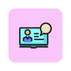 Poster - Web forum vector line icon. Learning, science, online. Vector illustration can be used for topics like education, qualification, HR