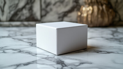 Canvas Print - White Box Marble Background.