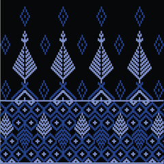 fabric design black and blue pattern thai