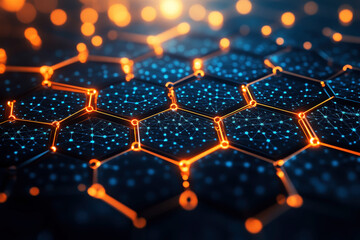 Wall Mural - abstract neural network with glowing nodes of ai learning process, visualized as a network of interc