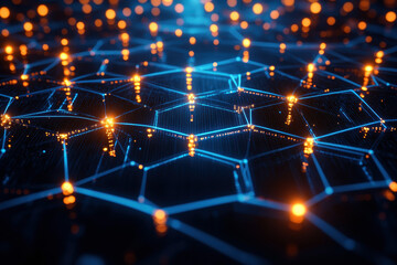 Wall Mural - abstract neural network with glowing nodes of ai learning process, visualized as a network of interc