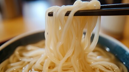 Canvas Print - Rice noodles in a pho soup.