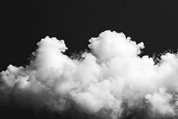 Cloud Isolated on Black Background,Abstract Sky with Fluffy White Cloudy,Nature illustration elements for Spring,Summer,Group of Smoke, Cloud bubble,Cloud Comping Shape , ai