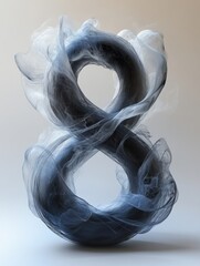 A stylized number 8 formed from swirling smoke-like material.