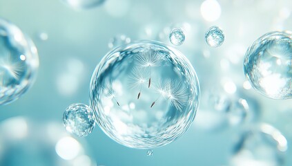 A close-up of glass spheres filled with water, creating an abstract and artistic background