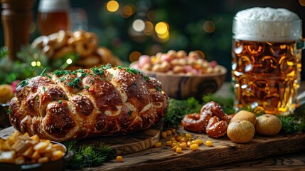 Authentic Bavarian Delights: Schweinshaxe, Roasted Ham Hock, Beer Pretzels, and More for Oktoberfest Celebrations