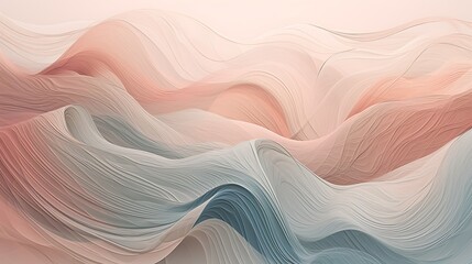 Wall Mural - Abstract waves in soft pastel colors create a serene atmosphere.