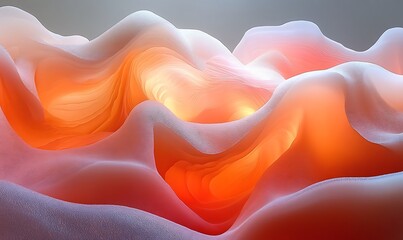 Wall Mural - Abstract waves of light and texture in warm hues.