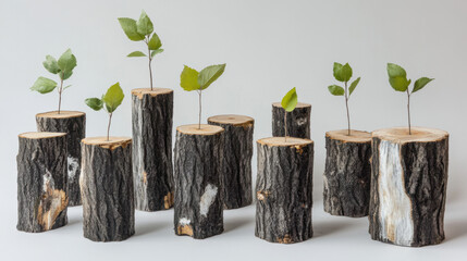 Wall Mural - Tree Stump Planters.