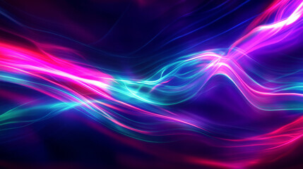 Wall Mural - Abstract background featuring a blend of multicolored blue, violet, red, and green. Displays a modern, magical, and shiny electric energy with laser-like neon textures, lines, waves, and stripes.