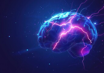 Wall Mural - Glowing Brain with Lightning