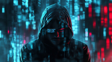 HACKED. Cyber crime concept with an abstract digital background. Vector illustration.