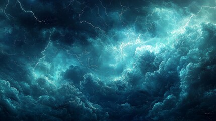 Wall Mural - hazardous storm with a bolt of lightning flashing, the atmosphere charged with energy and danger