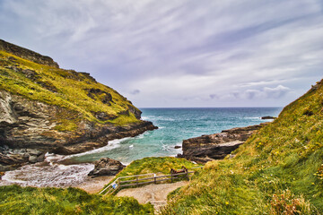 Scenic Coastal View with Cliffs and Ocean in Tintagel, Cornwall, UK