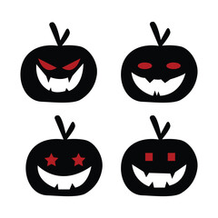 black halloween pumpkin set vector illustration