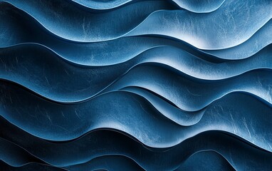 Wall Mural - Abstract blue wave pattern in 3D. This digital art showcases dynamic curves, creating a sense of depth and movement.