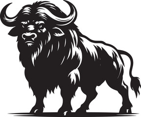 Wild Running Buffalo Silhouette vector illustration isolated on a white background