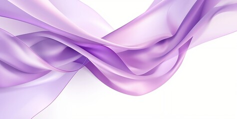 Wall Mural - Abstract purple fabric drapes and flows in a soft, elegant way against a white background.