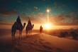© Lubos Chlubny - Three wise men following the star of bethlehem at sunset