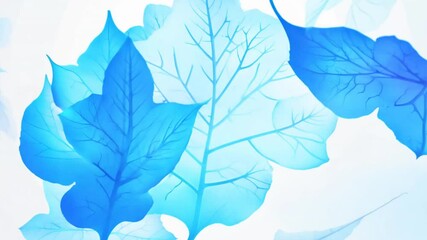 Wall Mural - Icy Blue Leaves: A serene image of translucent blue leaves, their veins delicately visible against a soft background, evokes a feeling of tranquility and ethereal beauty.  