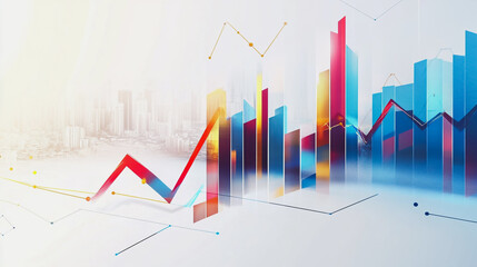 Abstract white background with Colorful  charts and graphs with statistics to innovative analyze business potential and forecast future development of companies growth.