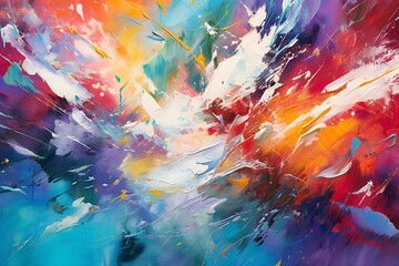 Wall Mural - Vibrant abstract painting with dynamic colors and energetic strokes.