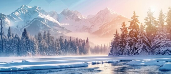 Wall Mural - Snowy Mountain Landscape