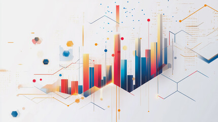 charts and graphs with statistics to innovative analyze business potential and forecast future development of companies growth.