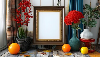 Minimalist empty white frame ready for creative expression