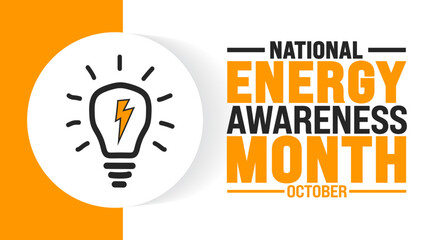 Energy Awareness Month background or banner design template is observed every year in October. Holiday concept. Template for card, poster, placard, template. eps 10