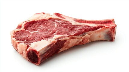 Wall Mural - Fresh t bone raw beef steak on white background