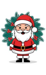 Sticker - santa claus with christmas wreath