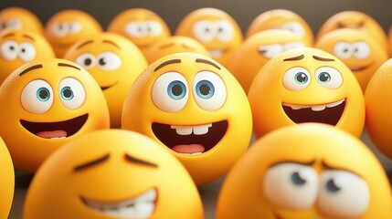 Canvas Print - Happy Emojis.