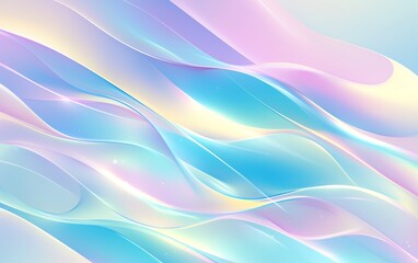 Wall Mural - abstract background with iridescent wavy lines in shades of blue, pink and white.