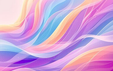 Wall Mural - Abstract background with flowing lines in pink, blue, and yellow.