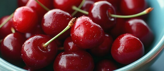 Poster - Juicy Red Cherries in a Bowl