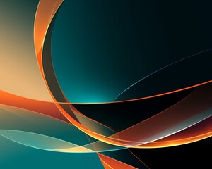 Wall Mural - abstract background with teal, black, and orange flowing lines. a modern design for websites and oth