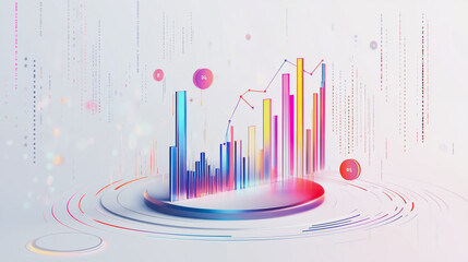 Abstract white background with Colorful charts and graphs with statistics to innovative analyze business potential and forecast future development of companies growth.