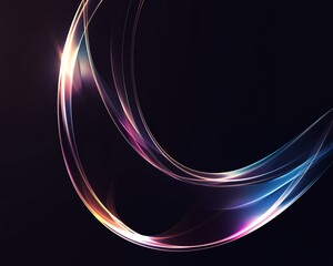 Wall Mural - abstract glowing waves of pink, blue, and yellow light against a dark background.