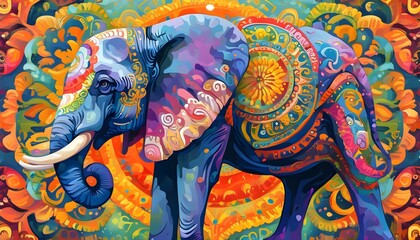 Vibrant Mandala Art of a Majestic Elephant