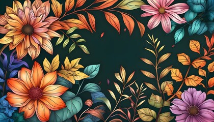 Floral and Leafy Coloring Page for Relaxation and Creativity