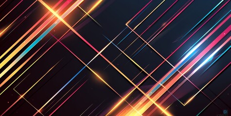 Wall Mural - abstract geometric background with bright, colorful lines.